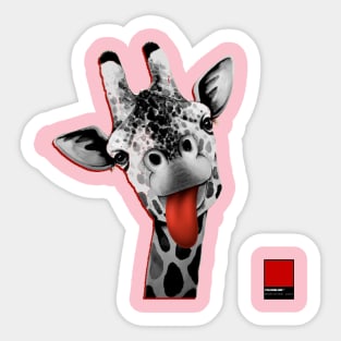 GIRAFFE RED - black full  by COLORBLIND WorldView Sticker